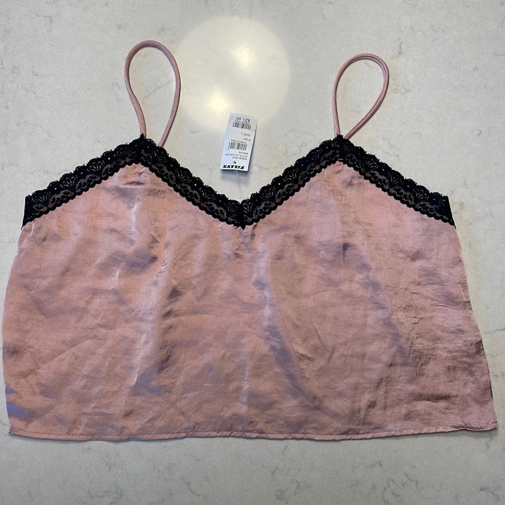 Tillys Full Tilt lace satin crop tank top (Womens Large)- NWT!!